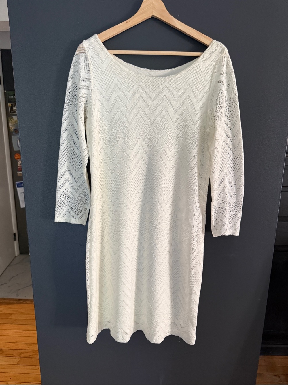 Banana Republic Ivory Long-Sleeve Knit Dress Lined